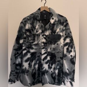 Black, White & Gray Tye Dye Sherpa Shacket